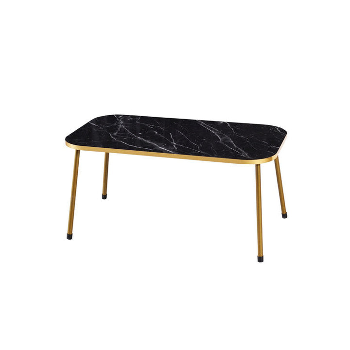 Aarohi Metal And Black Marble Coffee Table Side - Set Of 4