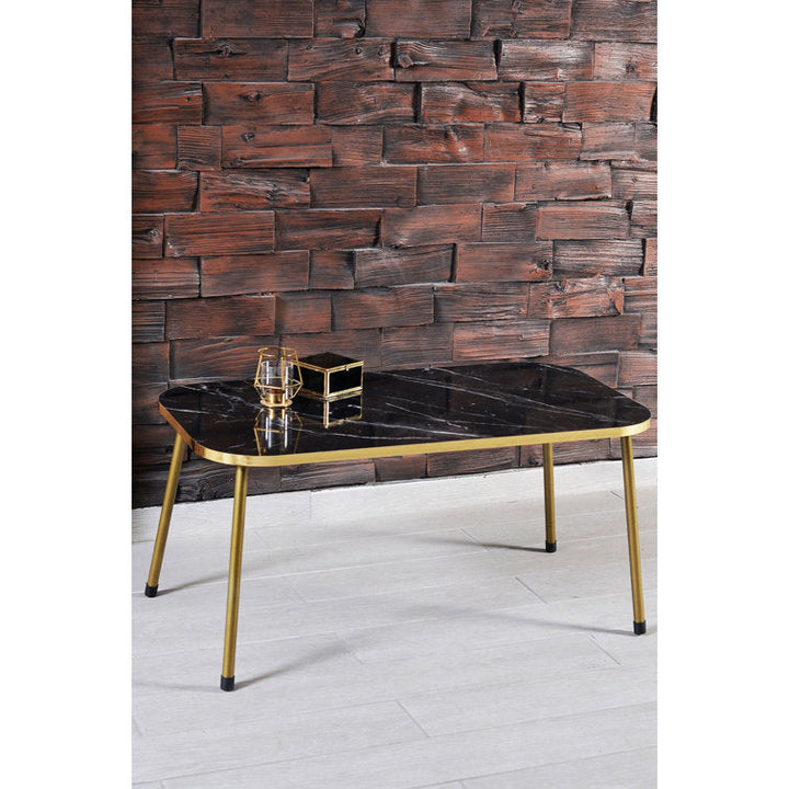 Aarohi Metal And Black Marble Coffee Table Side - Set Of 4