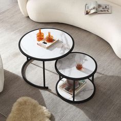 Amrita Black Metal Coffee Table With Marble Top