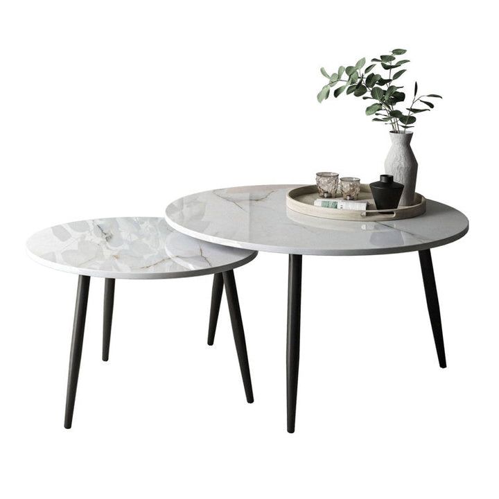 Anika Marble Top Metal Coffee Table - Set Of 2