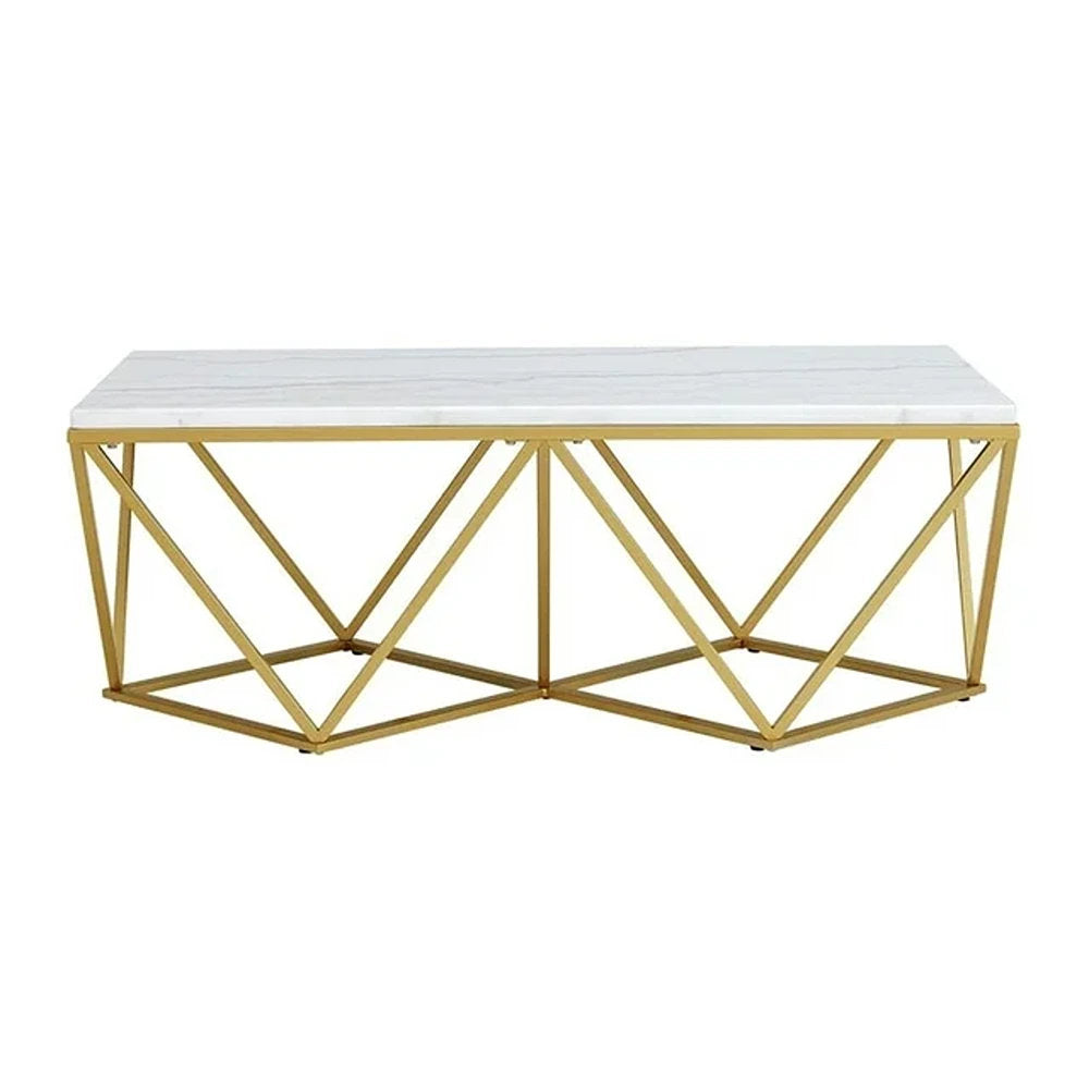 Parvati Iron Coffee Table With Marble Top For Living Room