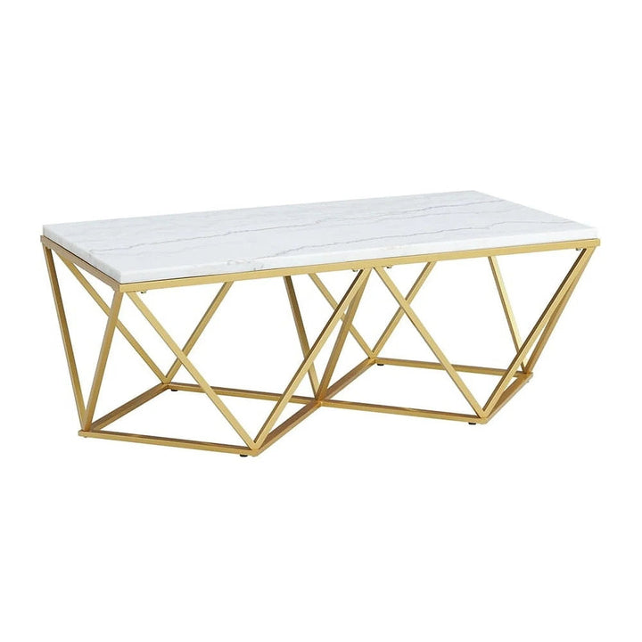 Parvati Iron Coffee Table With Marble Top For Living Room
