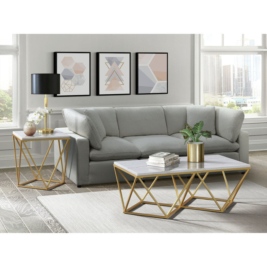 Parvati Iron Coffee Table With Marble Top For Living Room