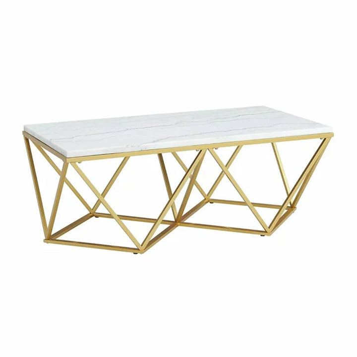 Parvati Iron Coffee Table With Marble Top For Living Room