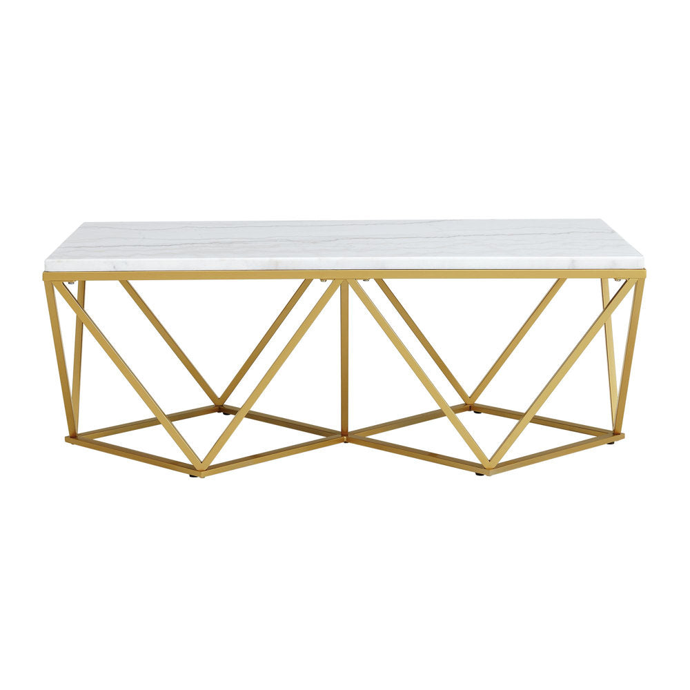 Parvati Iron Coffee Table With Marble Top For Living Room