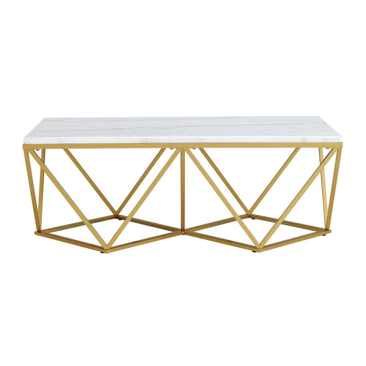 Parvati Iron Coffee Table With Marble Top For Living Room