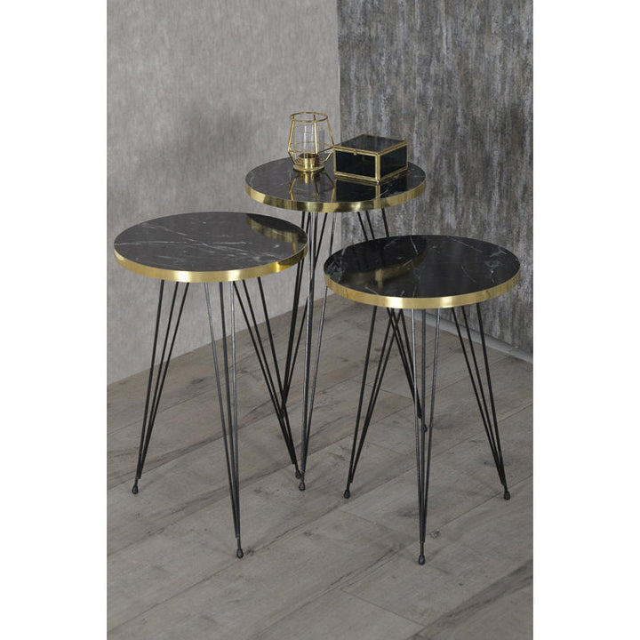 Charu Marble Top Metal Coffee Table Set Of 4