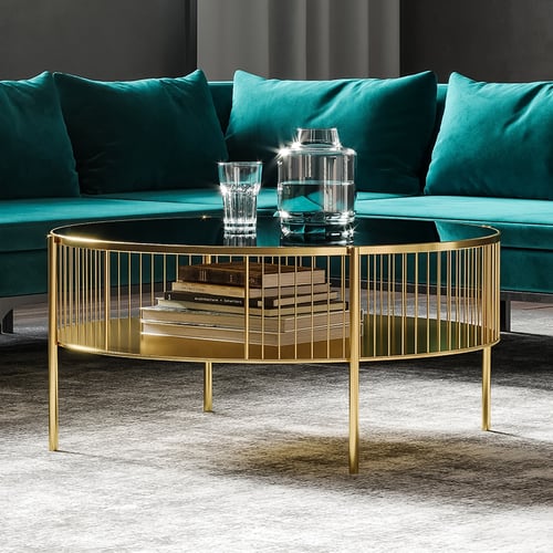 Damini Glass Top Metal Coffee Table