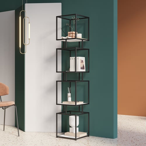 Anil Metal 4-Tier Bookshelf Tower - Black