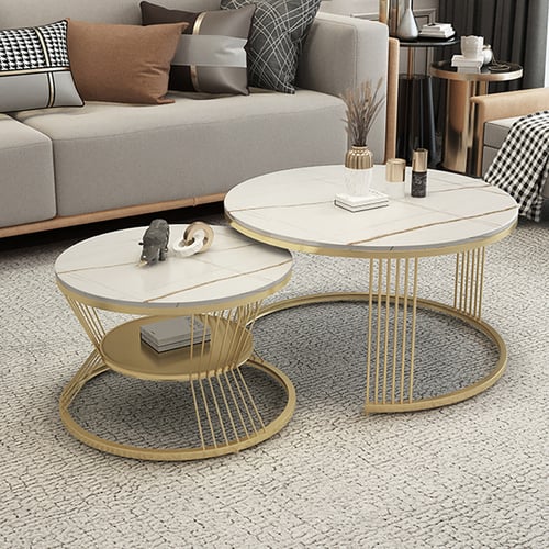Devika Marble Top Metal Coffee Table