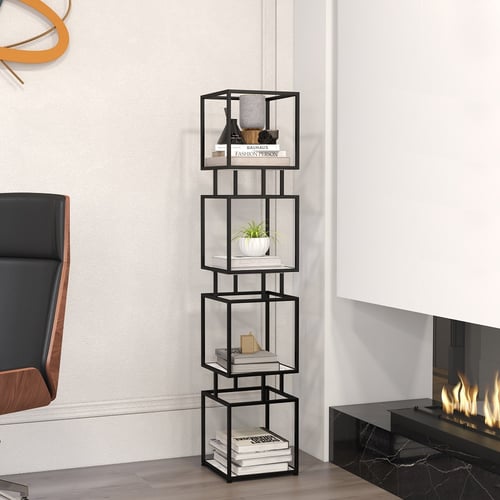 Anil Metal 4-Tier Bookshelf Tower - Black
