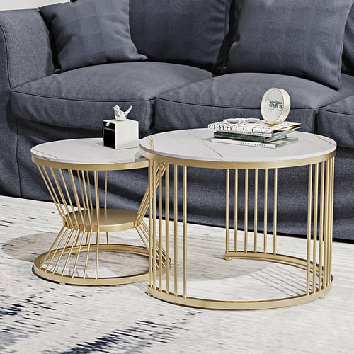 Devika Marble Top Metal Coffee Table