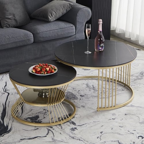 Hiral Marble Top Metal Coffee Table