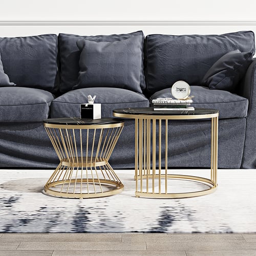 Hiral Marble Top Metal Coffee Table