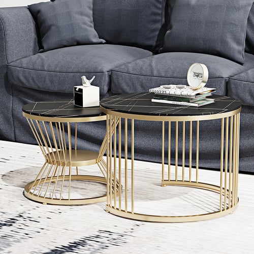 Hiral Marble Top Metal Coffee Table