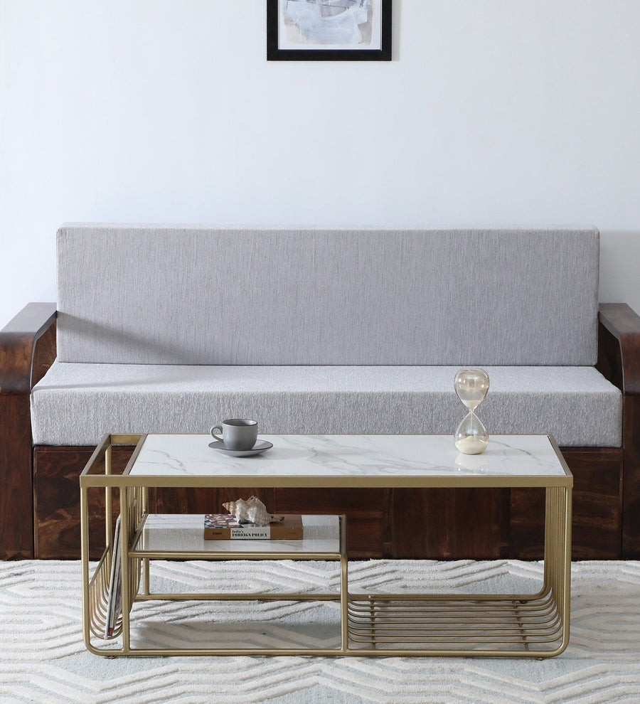 Balaji Metal Coffee Table With Marble Top