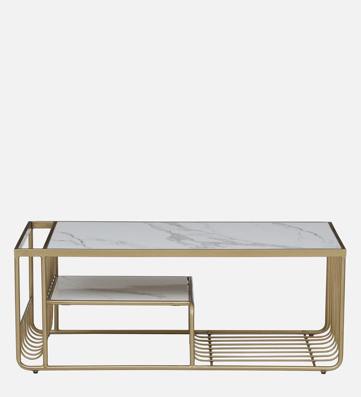 Balaji Metal Coffee Table With Marble Top