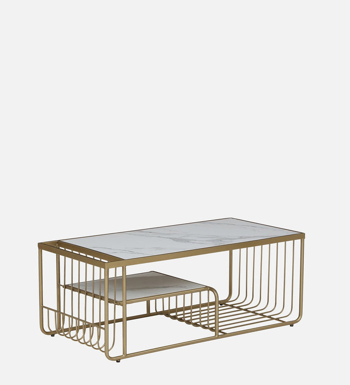 Balaji Metal Coffee Table With Marble Top