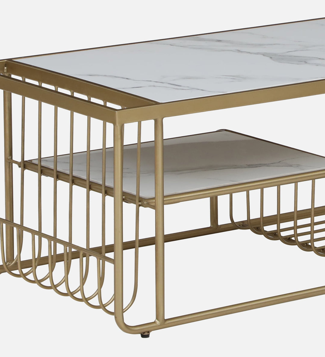 Balaji Metal Coffee Table With Marble Top