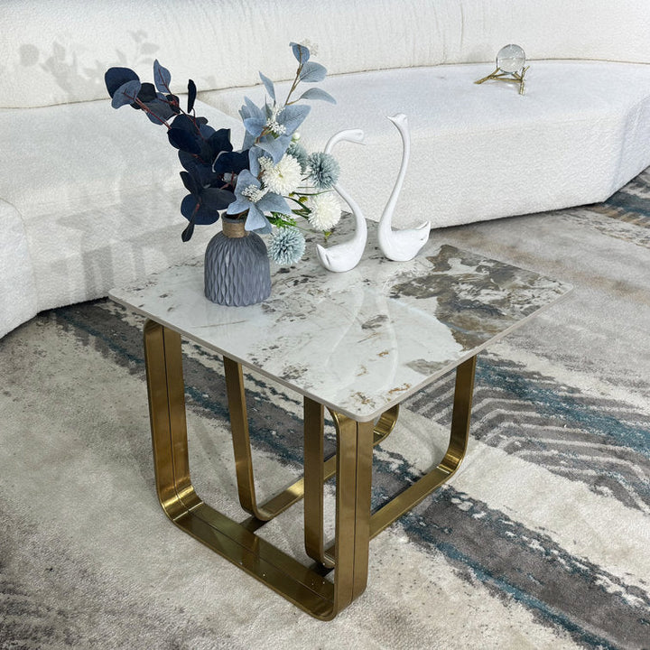 Kalyani Marble Top Metal Coffee Table