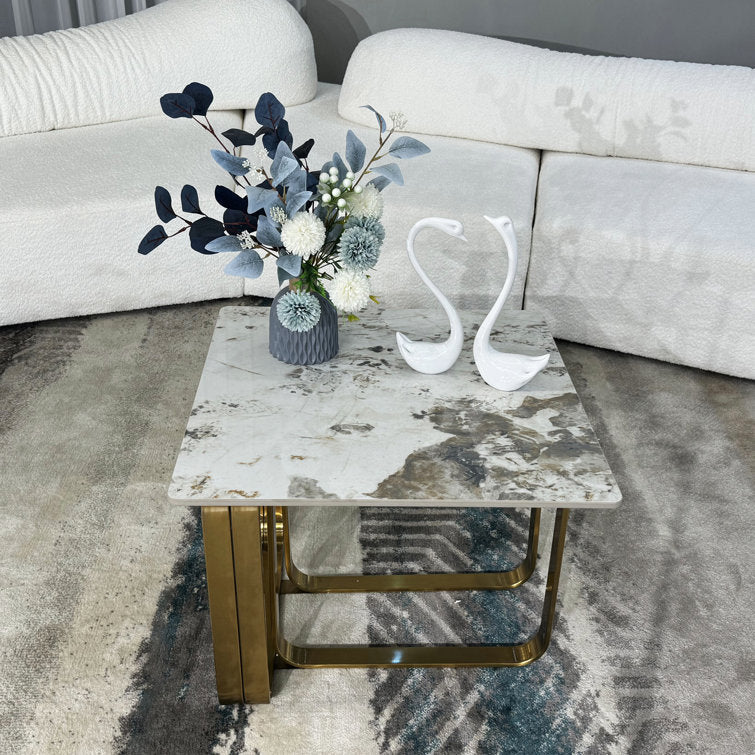 Kalyani Marble Top Metal Coffee Table