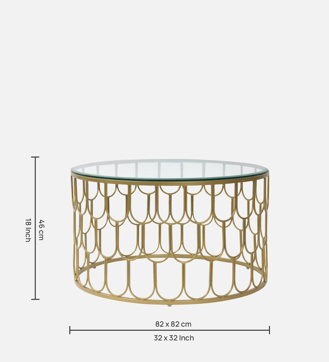 Bharat Large Glass Top Coffee Table In Golden Finish