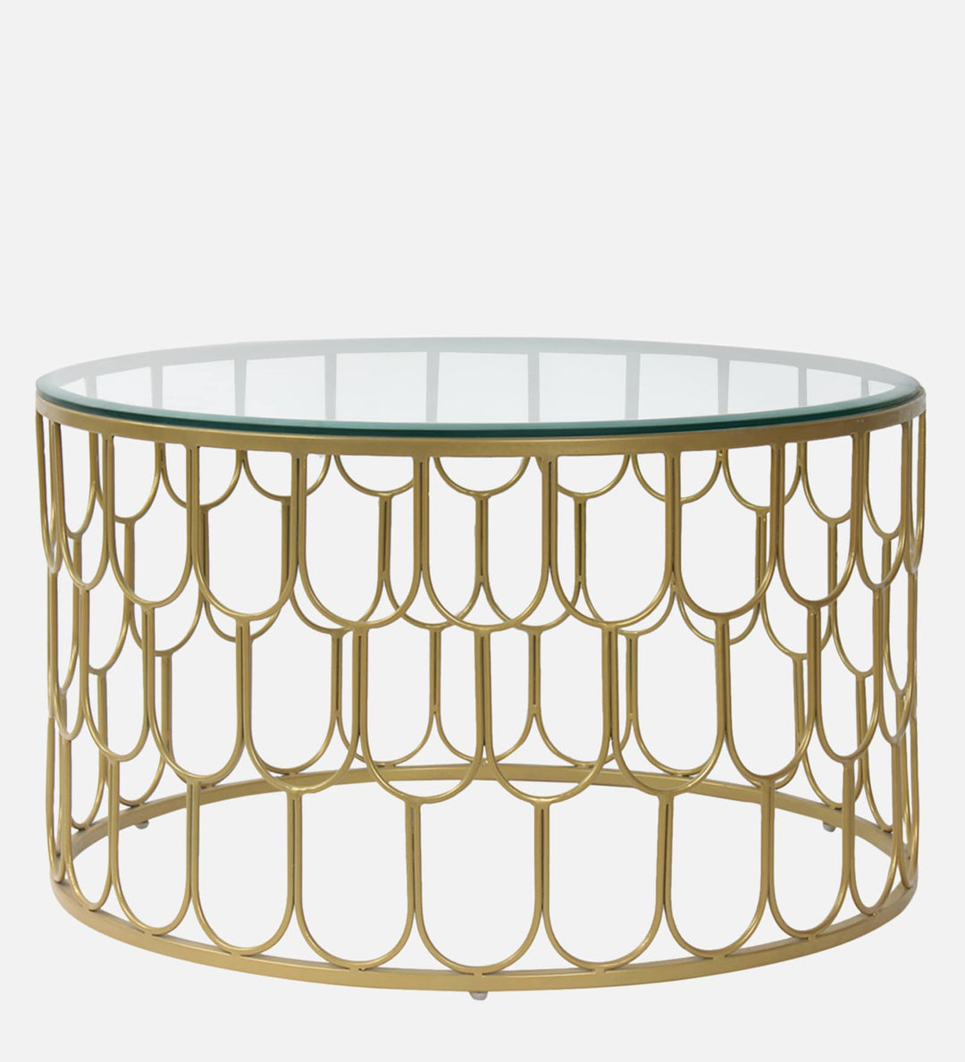 Bharat Large Glass Top Coffee Table In Golden Finish