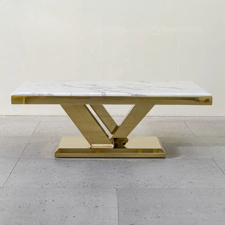 Shobha Glossy Finish Stainless Steel With Marble Top Coffee Table