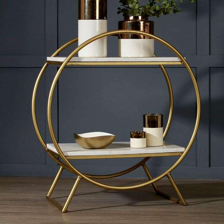 Pranav Metal And Marble Bookcase