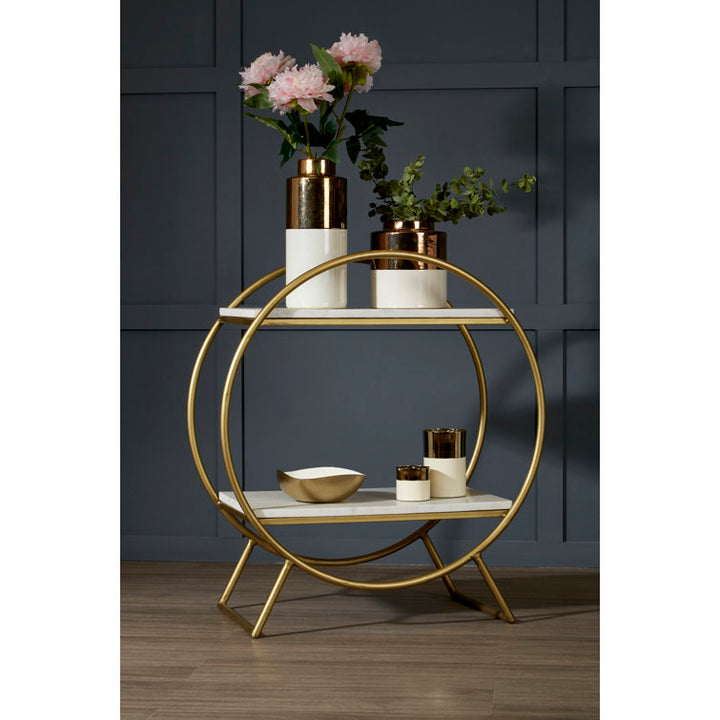 Pranav Metal And Marble Bookcase