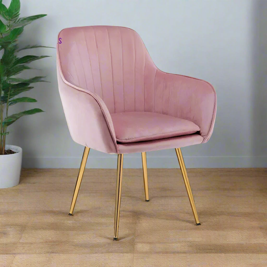 Raisa Velvet Sleek Lounge Chair Pink Furniture