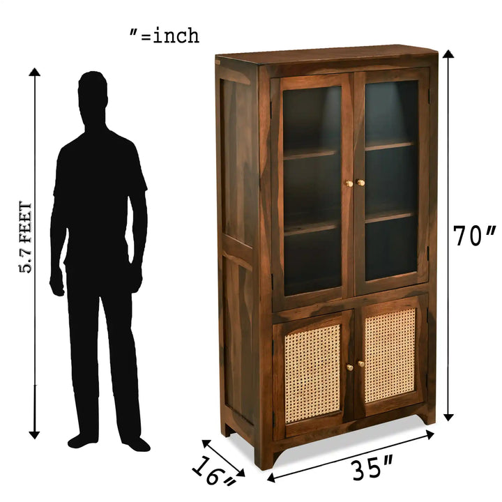 Victoria Rattan Solid Wood Sheesham Cane Bookshelves