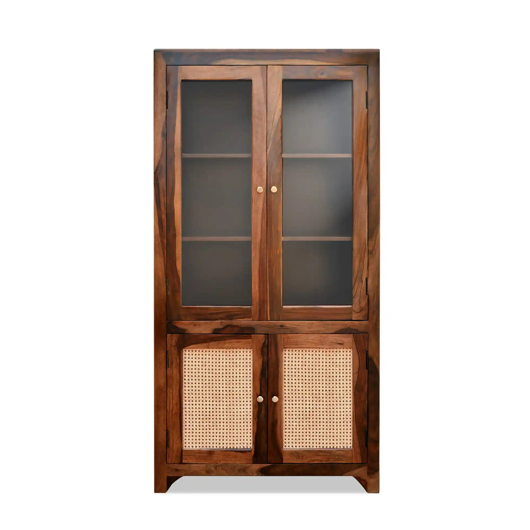 Victoria Rattan Solid Wood Sheesham Cane Bookshelves