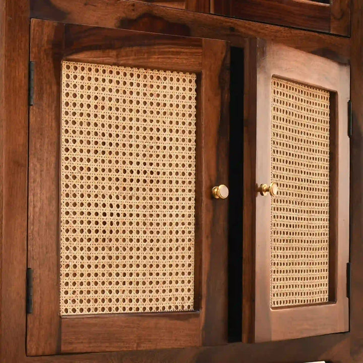 Victoria Rattan Solid Wood Sheesham Cane Bookshelves