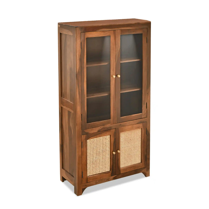 Victoria Rattan Solid Wood Sheesham Cane Bookshelves