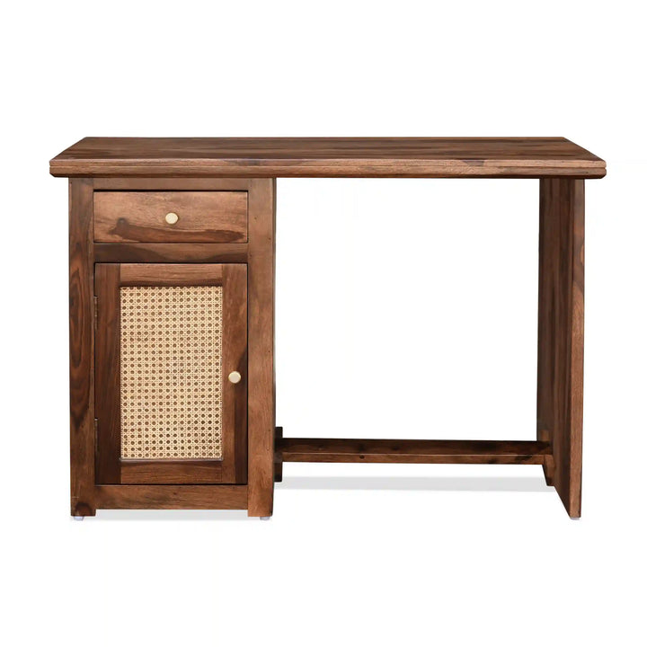 Susana Rattan Solid Wood Cane Study Table With Chair