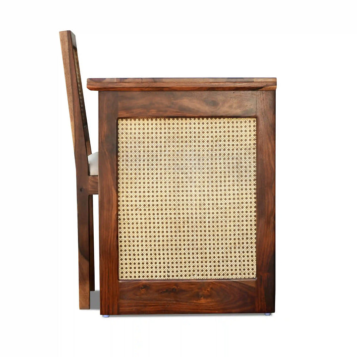 Susana Rattan Solid Wood Cane Study Table With Chair