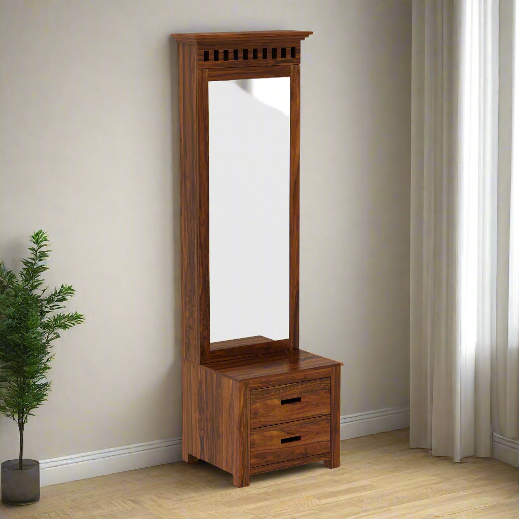 Renata Solid Sheesham Wood Dressing Table with Door and Drawer