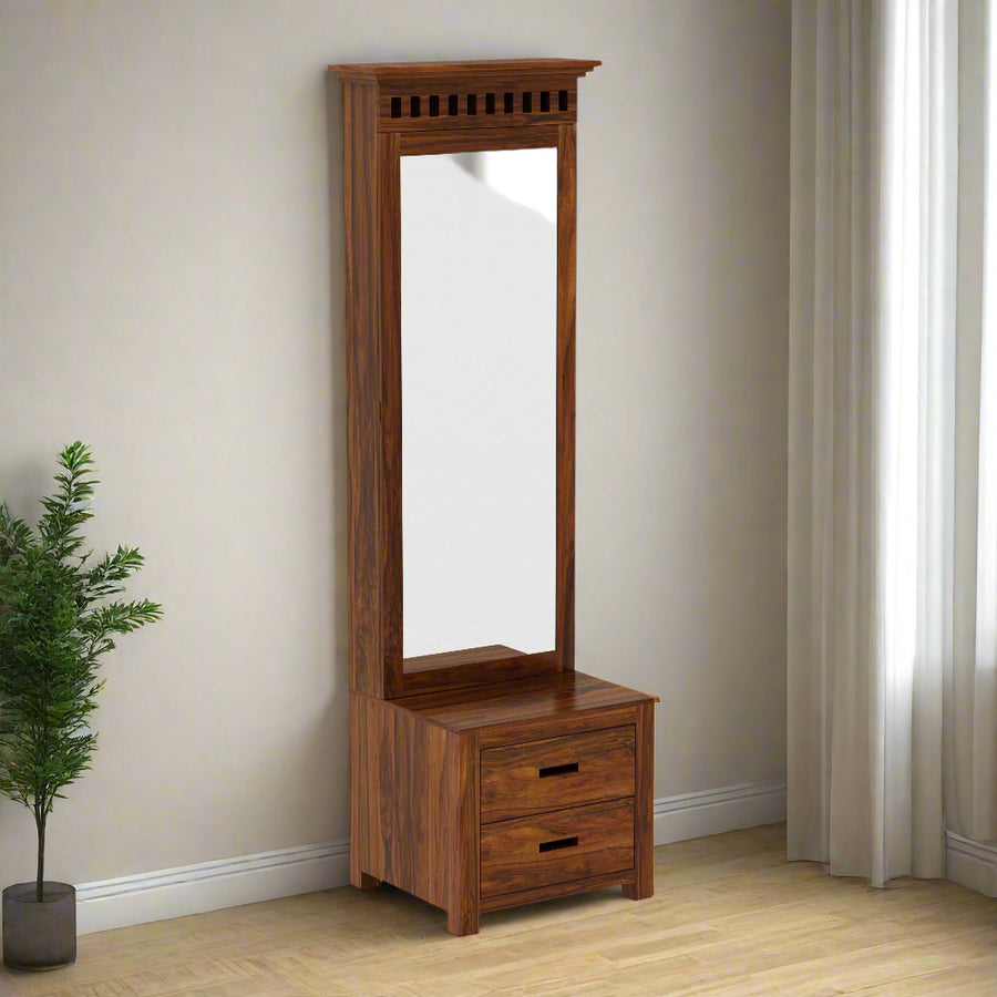 Renata Solid Sheesham Wood Dressing Table with Door and Drawer