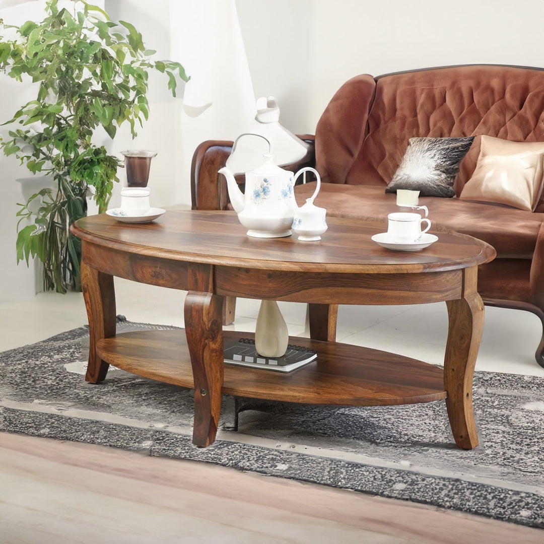 Nicolas Sheesham Wood Oval Coffee Table