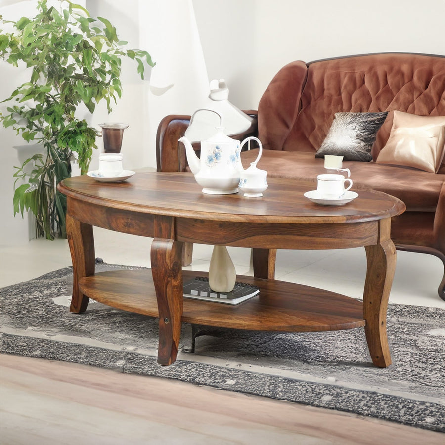 Nicolas Sheesham Wood Oval Coffee Table