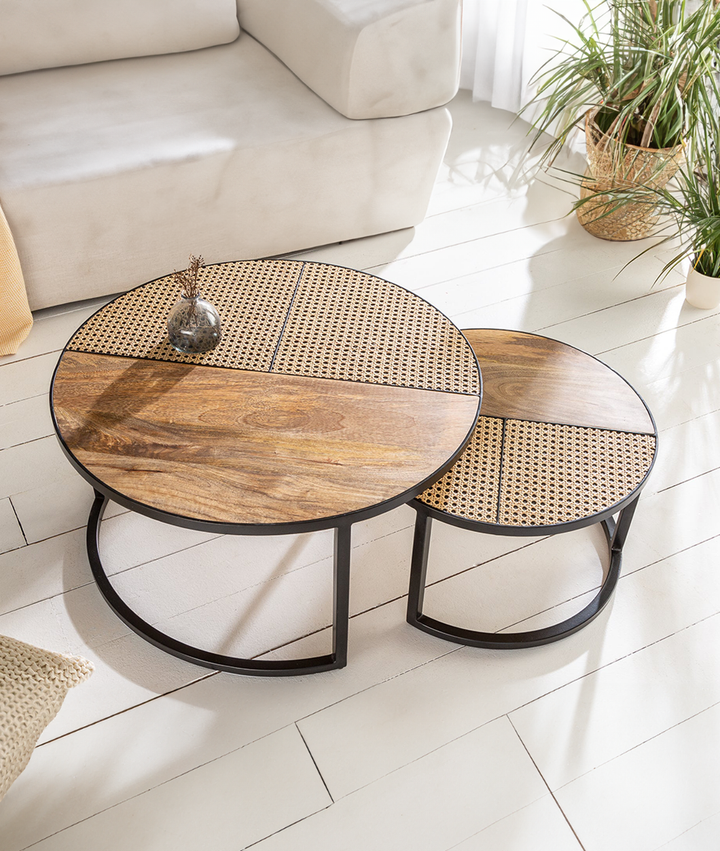 Vitaly Solid Wood And Metal Nesting Table Coffee