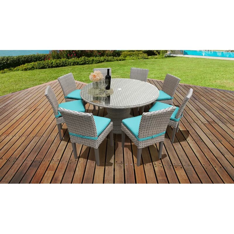 Marotta Outdoor Patio Dining Set 8 Chairs and 1 Table (Silver)