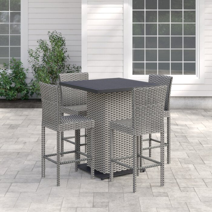 Chino Outdoor Patio Bar Sets 4 Chairs and 1 Table (Silver)