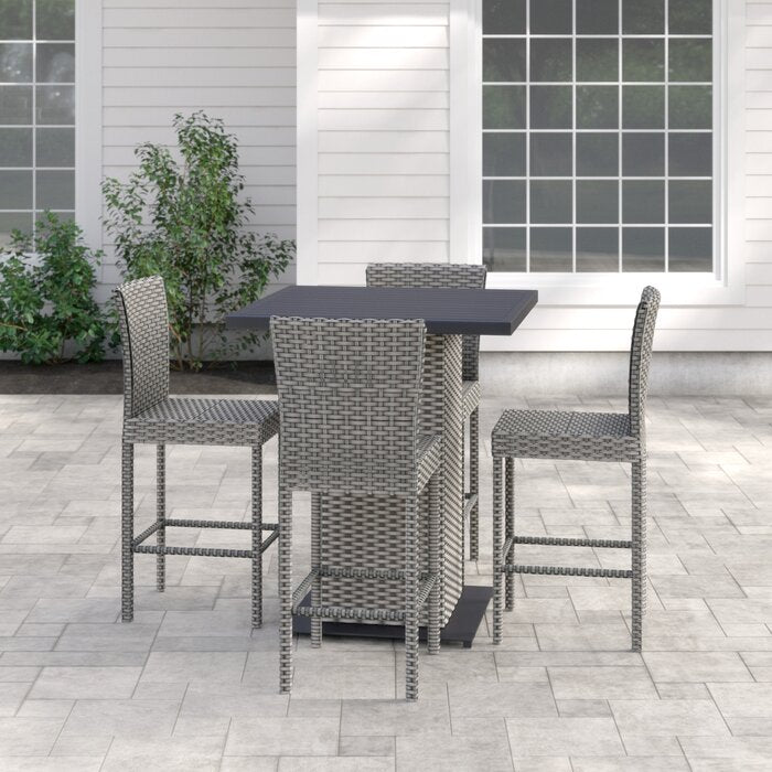 Chino Outdoor Patio Bar Sets 4 Chairs and 1 Table (Silver)