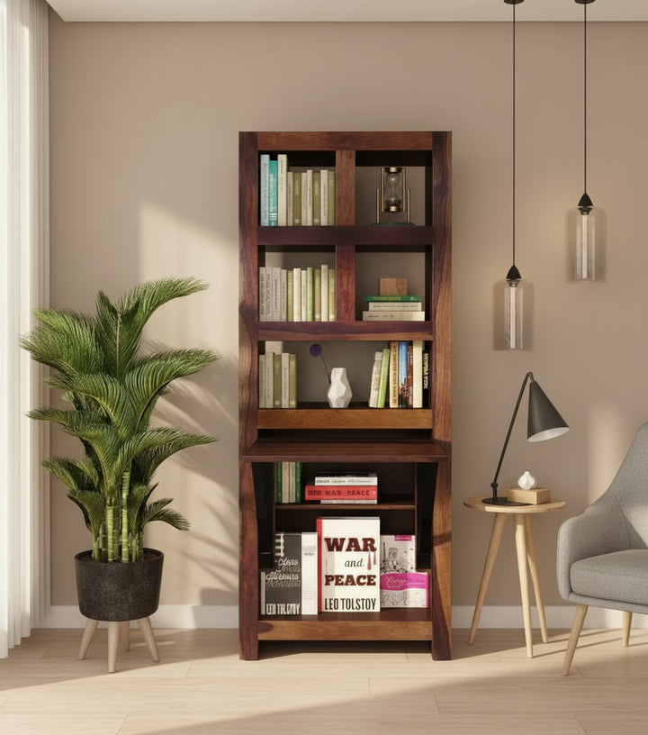 Rosa Acro Solid Sheesham Wood Book Shelf with Study Tables