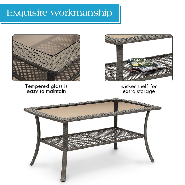 Rein Outdoor Sofa Set 2 Seater , 2 Single seater and 1 Center Table (Grey)