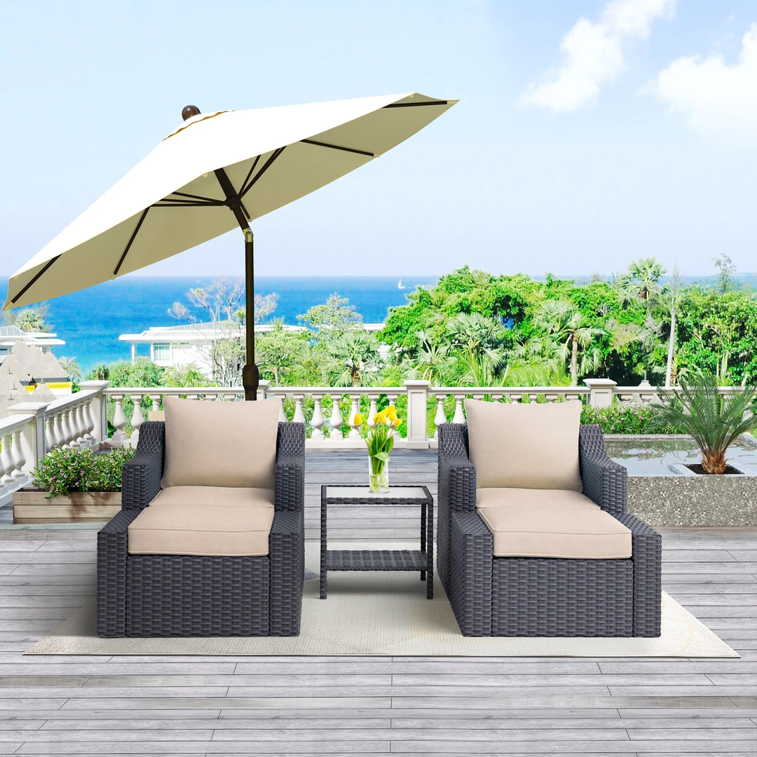 Allesi Outdoor Patio Sofa Set 2 Single Seater , 2 ottoman and 1 Center Table Set (KHAKHI)