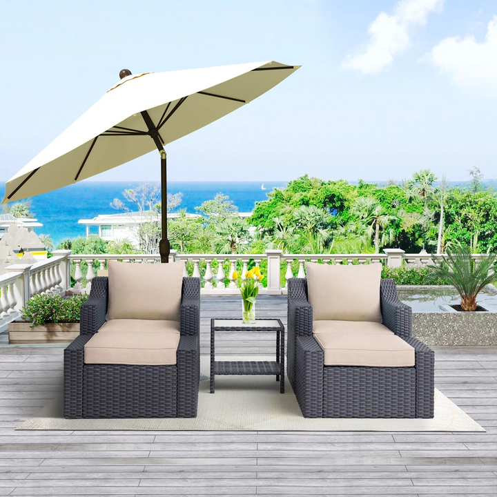 Allesi Outdoor Patio Sofa Set 2 Single Seater , 2 ottoman and 1 Center Table Set (KHAKHI)