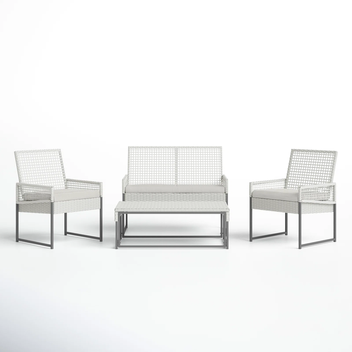 Bares Outdoor Garden Balcony Sofa Set 2 Seater, 2 Single seater and 1 Center Table  Set (White)